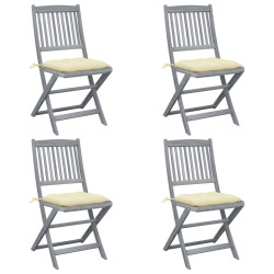 Cadeiras exterior dobráveis c/ almofadões 4 pcs acácia maciça