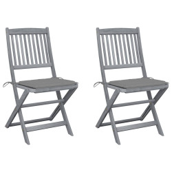 Cadeiras exterior dobráveis c/ almofadões 2 pcs acácia maciça