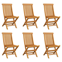 Cadeiras de jardim dobráveis 6 pcs madeira de teca maciça