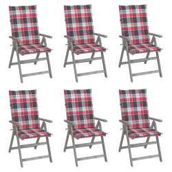 Cadeiras jardim reclináveis c/ almofadões 6 pcs acácia maciça