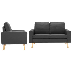 2 Pcs conjunto de sofás tecido cinzento-escuro