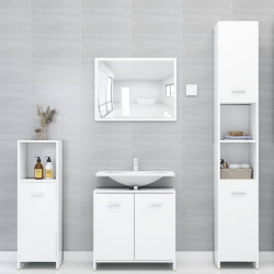 4 Pcs conjunto de móveis de casa de banho contraplacado branco