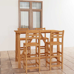 5 Pcs conjunto de bar para exterior madeira de acácia maciça