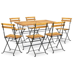 7 Pcs conjunto dobrável de jantar p/ jardim acácia maciça