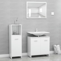 3 Pcs conjunto de móveis de casa de banho contraplacado branco