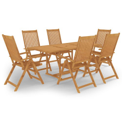 7 Pcs conjunto de jantar para jardim madeira de teca maciça