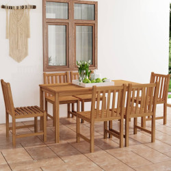 Conjunto de jantar de jardim de 7 peças 160x80 cm madeira de teca maciça