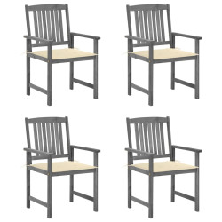 Cadeiras de jardim com almofadões 4 pcs acácia maciça cinza