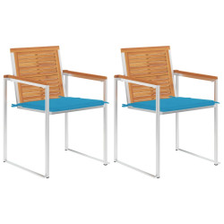 Cadeiras de jardim com almofadões 2 pcs acácia maciça e aço