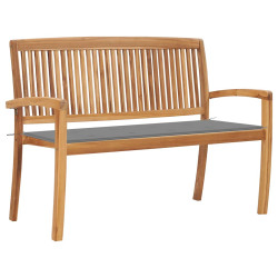 Banco de jardim empilhável c/ almofadão 128,5 cm teca maciça