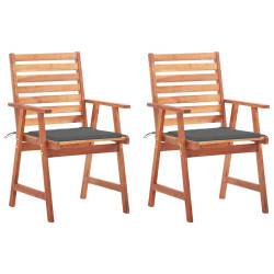 Cadeiras de jantar p/ jardim 2 pcs c/ almofadões acácia maciça