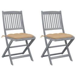 Cadeiras exterior dobráveis c/ almofadões 2 pcs acácia maciça