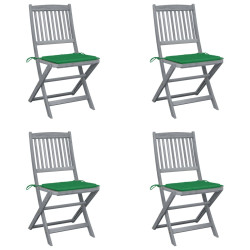 Cadeiras exterior dobráveis c/ almofadões 4 pcs acácia maciça