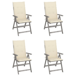 Cadeiras jardim reclináveis c/ almofadões 4 pcs acácia maciça