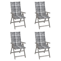 Cadeiras jardim reclináveis c/ almofadões 4 pcs acácia maciça