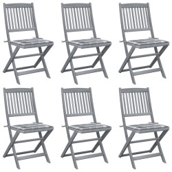 Cadeiras exterior dobráveis c/ almofadões 6 pcs acácia maciça