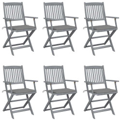 Cadeiras exterior dobráveis c/ almofadões 6 pcs acácia maciça