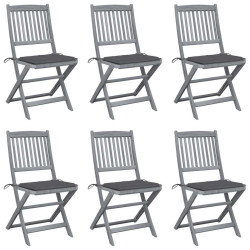 Cadeiras exterior dobráveis c/ almofadões 6 pcs acácia maciça