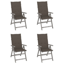Cadeiras jardim reclináveis c/ almofadões 4 pcs acácia maciça