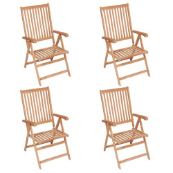 Cadeiras de jardim reclináveis 4 pcs madeira de teca maciça