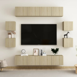 8Pcs conjunto móveis de TV derivados de madeira carvalho sonoma