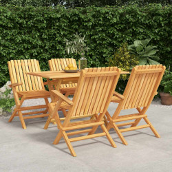 5 Pcs conjunto de jantar p/ jardim madeira de teca maciça