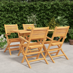 5 Pcs conjunto de jantar p/ jardim madeira de teca maciça