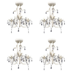 Lustres de teto com contas de cristal 4 pcs branco elegante