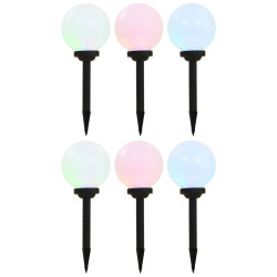 Candeeiro solar de exterior LED 6 pcs esférico 20 cm RGB
