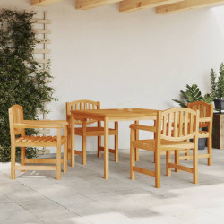 5 Pcs conjunto de jantar p/ jardim madeira de teca maciça