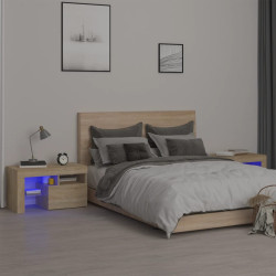 Mesas cabeceira c/ leds 2 pcs 70x36,5x40 cm carvalho sonoma