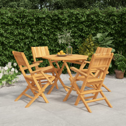 5 Pcs conjunto de jantar p/ jardim madeira de teca maciça