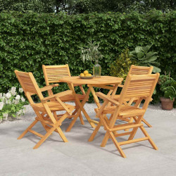 5 Pcs conjunto de jantar p/ jardim madeira de teca maciça