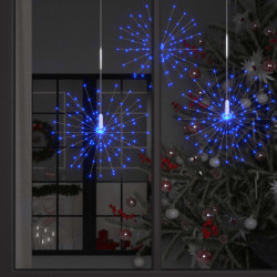 Iluminação fogo de artifício exterior 140 LED 20 cm azul