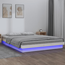 Estrutura cama super king c/LED 180x200cm madeira maciça branco