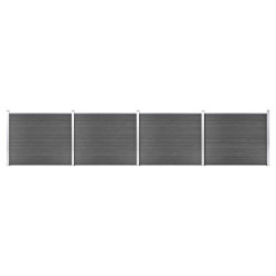 Conjunto painel de cerca 699x146 cm wpc preto