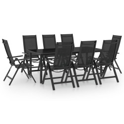 9 Pcs conjunto de jantar para jardim alumínio antracite