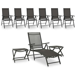 9 Pcs conjunto lounge de jardim preto e antracite