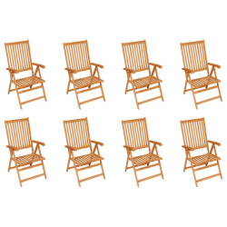 Cadeiras de jardim reclináveis 8 pcs madeira de teca maciça