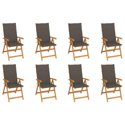 Cadeiras de jardim reclináveis c/ almofadões 8 pcs teca maciça