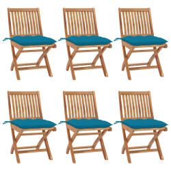 Cadeiras de jardim dobráveis c/ almofadões 6 pcs teca maciça
