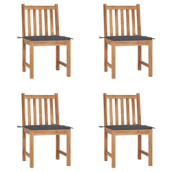 Cadeiras de jardim c/ almofadões 4 pcs madeira de teca maciça