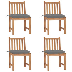 Cadeiras de jardim c/ almofadões 4 pcs madeira de teca maciça