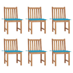 Cadeiras de jardim 6 pcs c/ almofadões madeira de teca maciça