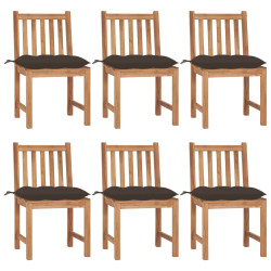 Cadeiras de jardim 6 pcs c/ almofadões madeira de teca maciça
