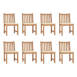 Cadeiras de jardim 8 pcs c/ almofadões madeira de teca maciça
