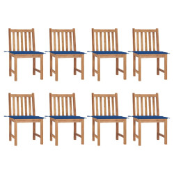 Cadeiras de jardim 8 pcs c/ almofadões madeira de teca maciça