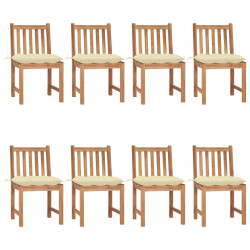 Cadeiras de jardim 8 pcs c/ almofadões madeira de teca maciça