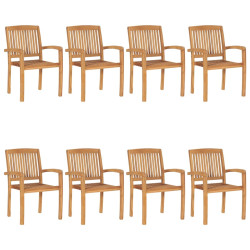 Cadeiras de jardim empiháveis 8 pcs madeira teca maciça