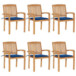 Cadeiras de jardim empiháveis c/ almofadões 6 pcs teca maciça